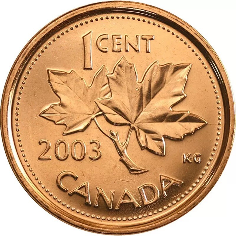 Canada 2003 1-Cent Maple Leaf Twig Penny Coin BU