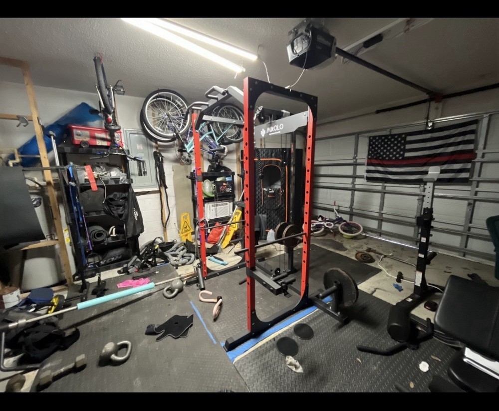 Mikolo Power Rack Cage w/ LAT Pulldown System,1200LBS Capacity Workout Rack, NEW