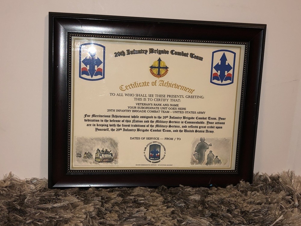 29TH INFANTRY BRIGADE COMBAT TEAM - COA / (COMMEMORATIVE CERTIFICATE)