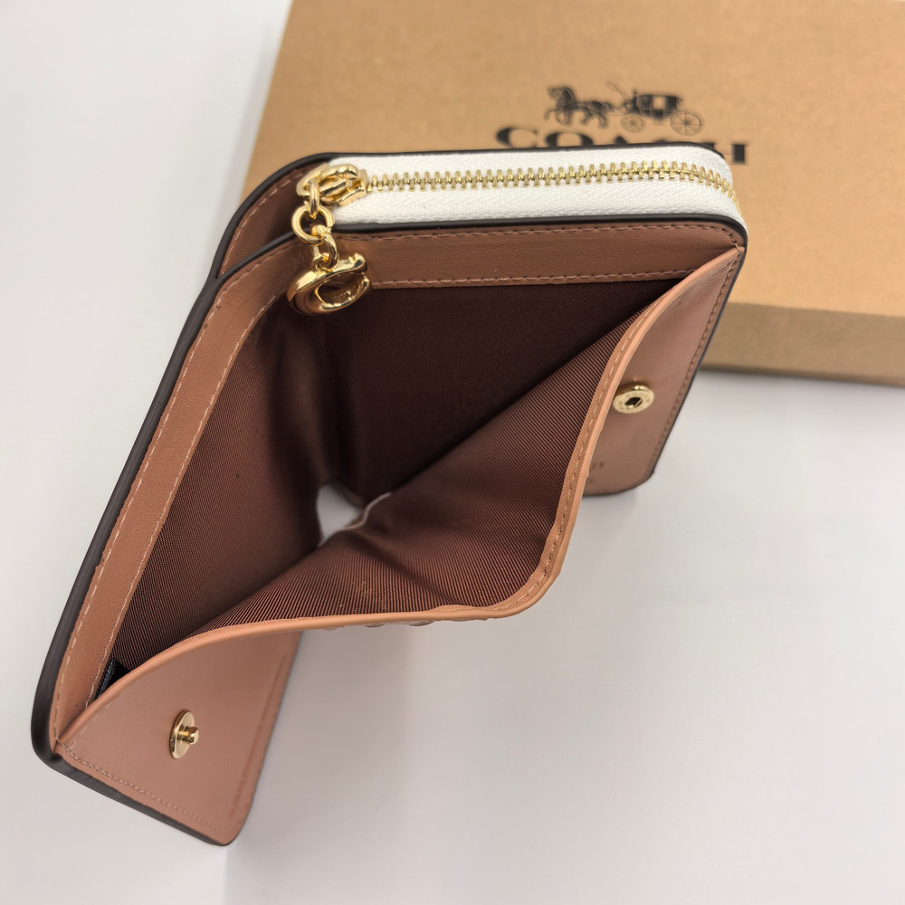 Coach x Snoopy Print Cartoon Pattern Medium Zip Wallet White