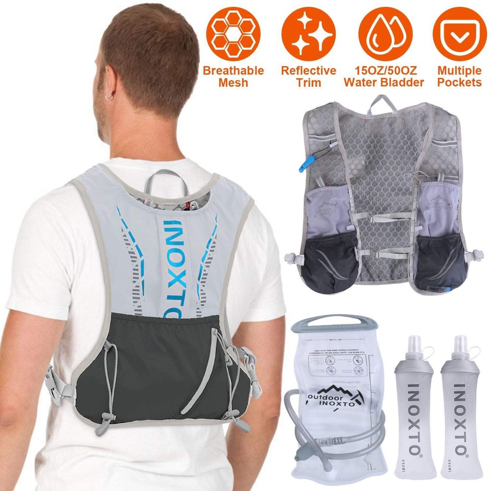 Sport Hydration Vest Running Backpack with 15oz 50oz Water Bladder Adjustable St