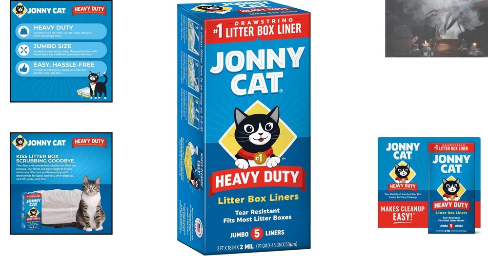 5 Pack of Jumbo Litter Box Liners - Durable, Leak-Proof, Drawstring Closure