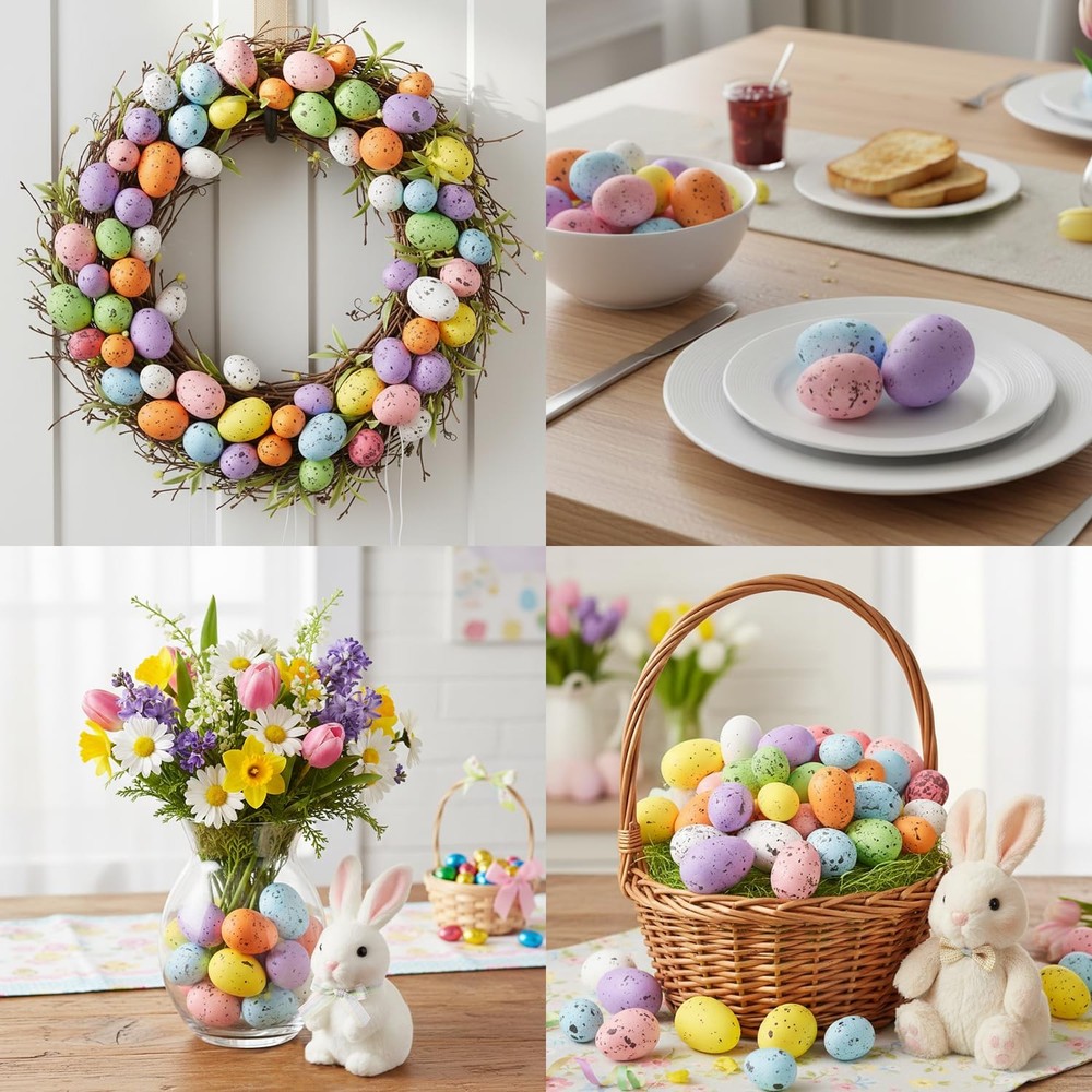 40 Pcs Foam Speckled Easter Eggs,8 Colors & 3 Sizes Eggs for multicolour