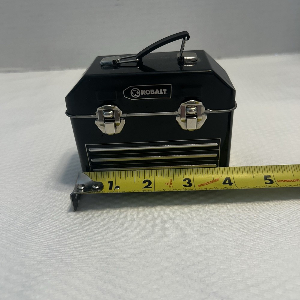 Kobalt Mini Tool Box Gift Card Holder Black Silver Latches Handle 4”