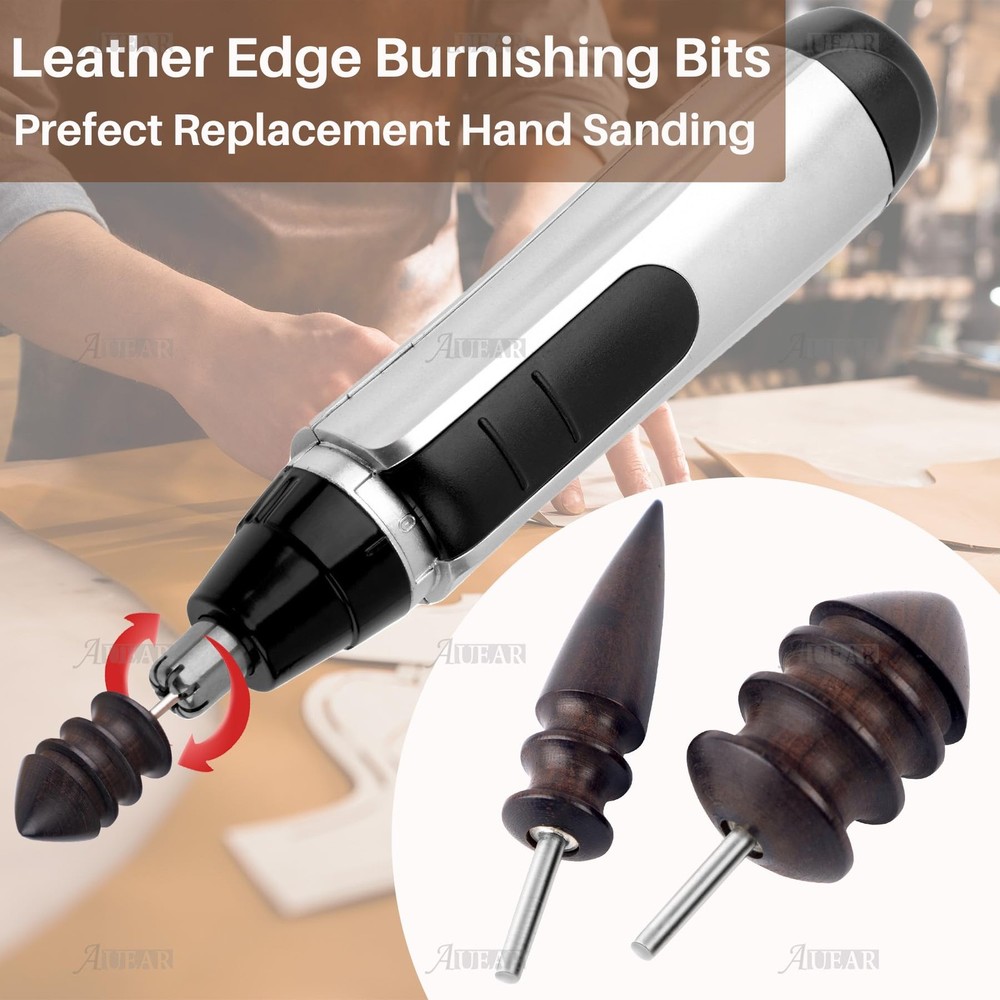 AUEAR, 2 Pack Leather Burnished Bits for Rotary Burnisher 2 Pack, Style a