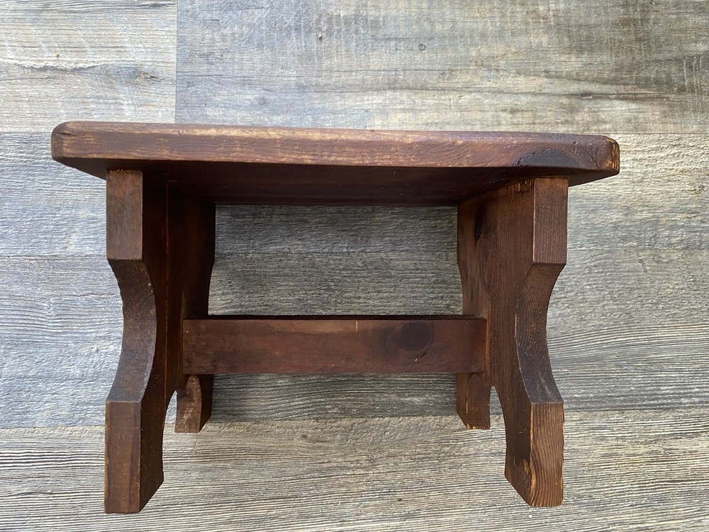 Vtg Solid Wood Footstool 8 1/2” X 11”
