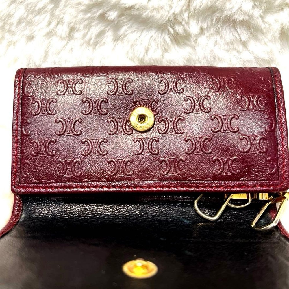 Old Celine Triomphe 6-Key Case Bordeaux Excellent Condition