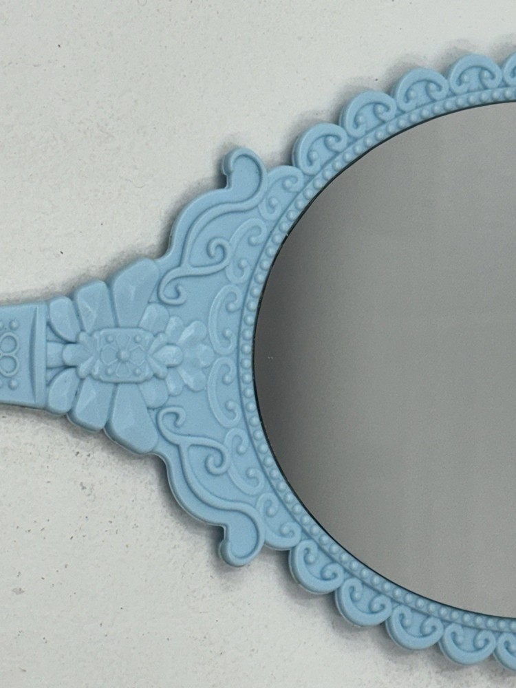 Fancy Floral Blue Handheld Mirror