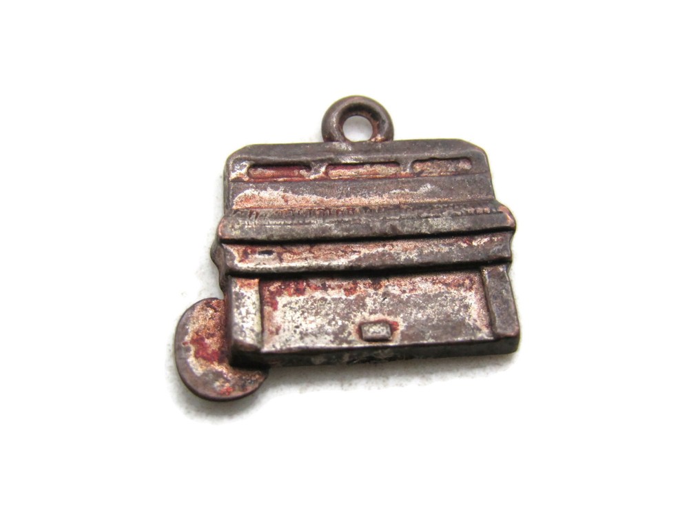 Abstract Vintage Square Charm Gold Tone