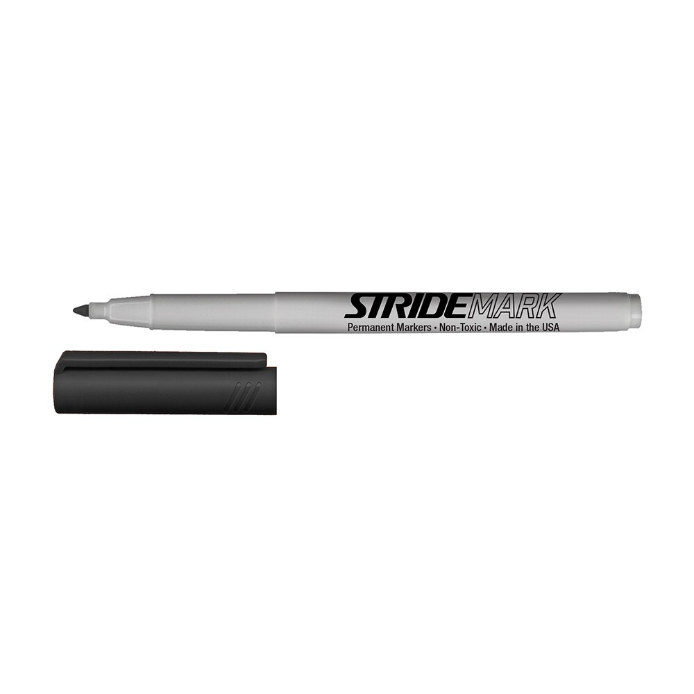 StrideMark Permanent Marker, Fine Point. Black Ink. 12/Pack, #27001
