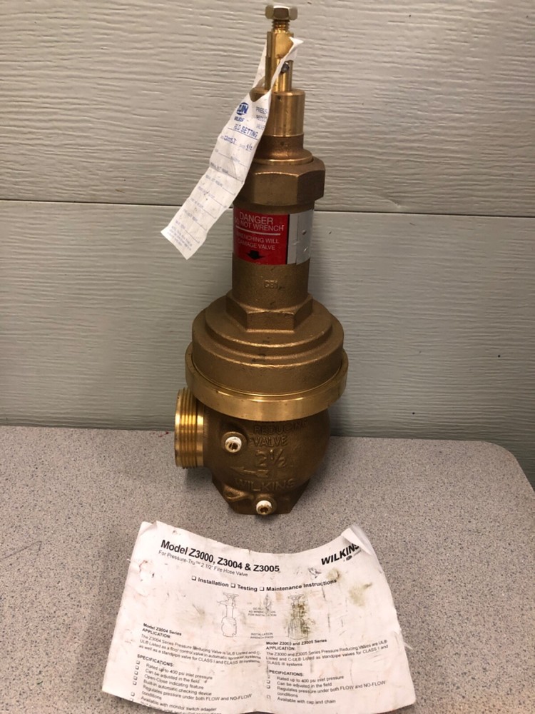 Zurn Wilkins Z3000ST 2-1/2" Pressure Reducing Fire Hose Valve - Brass Valve