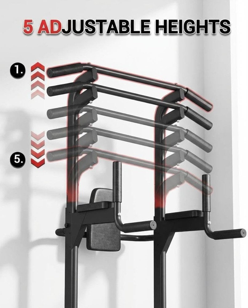 Ⓜ️Multi-Function Power Tower Pull Up Bar Station with Backrest Adjustable Height