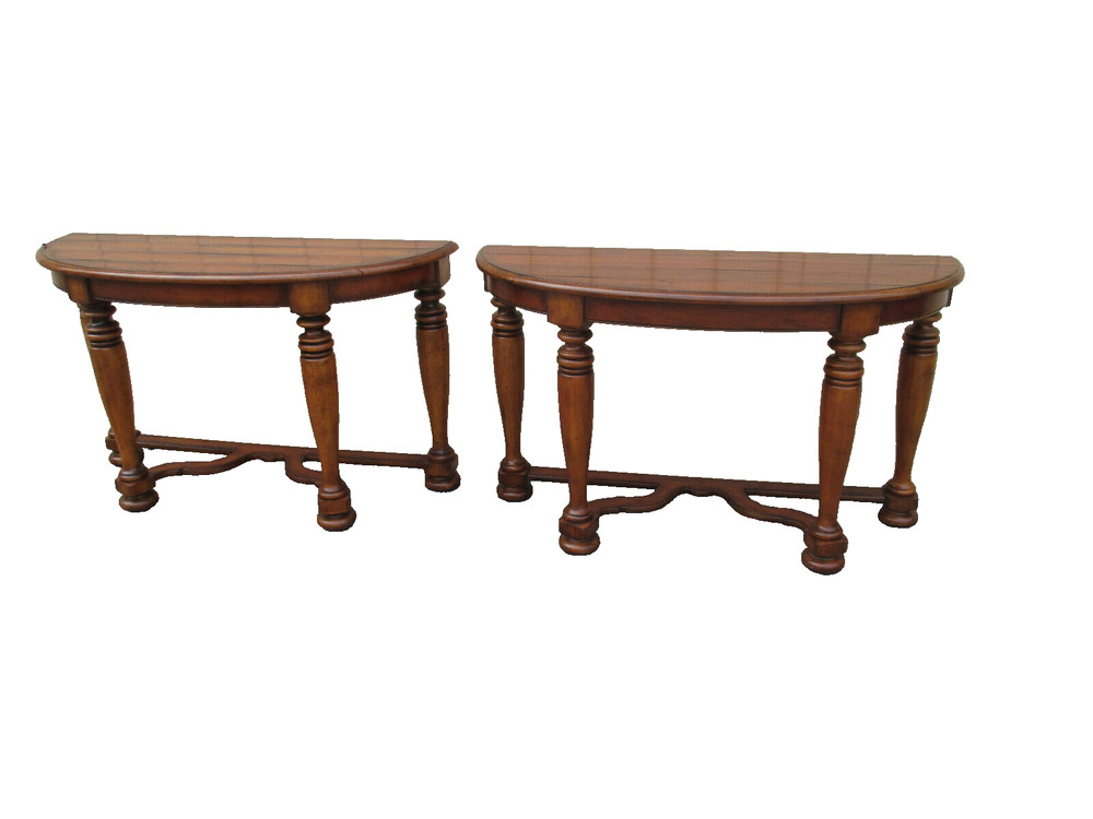 62455 PAIR of Quality Console Sofa Library Sideboard Server Tables