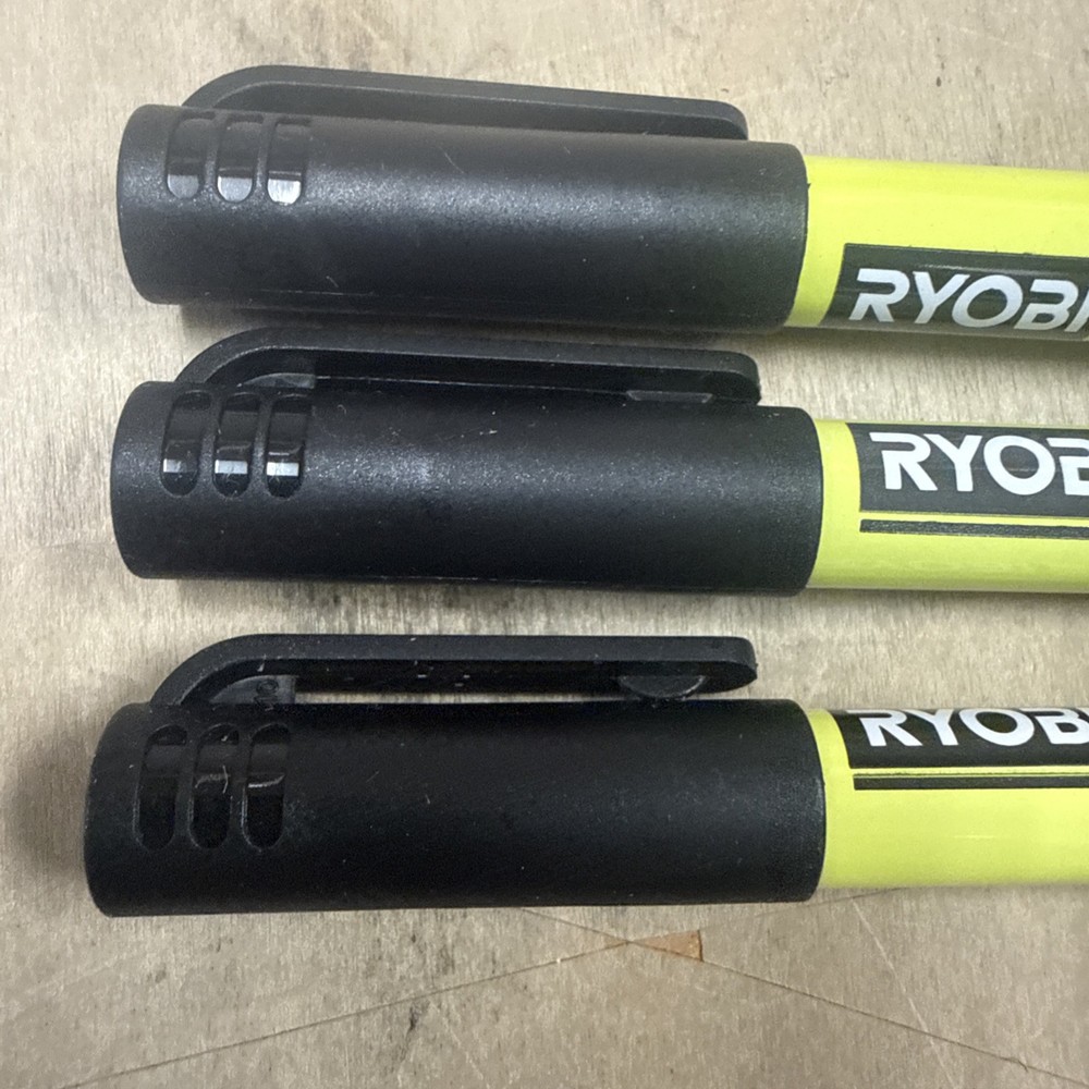 3 NEW RYOBI Black Durable Precise Fine Point Permanent Workshop Marker
