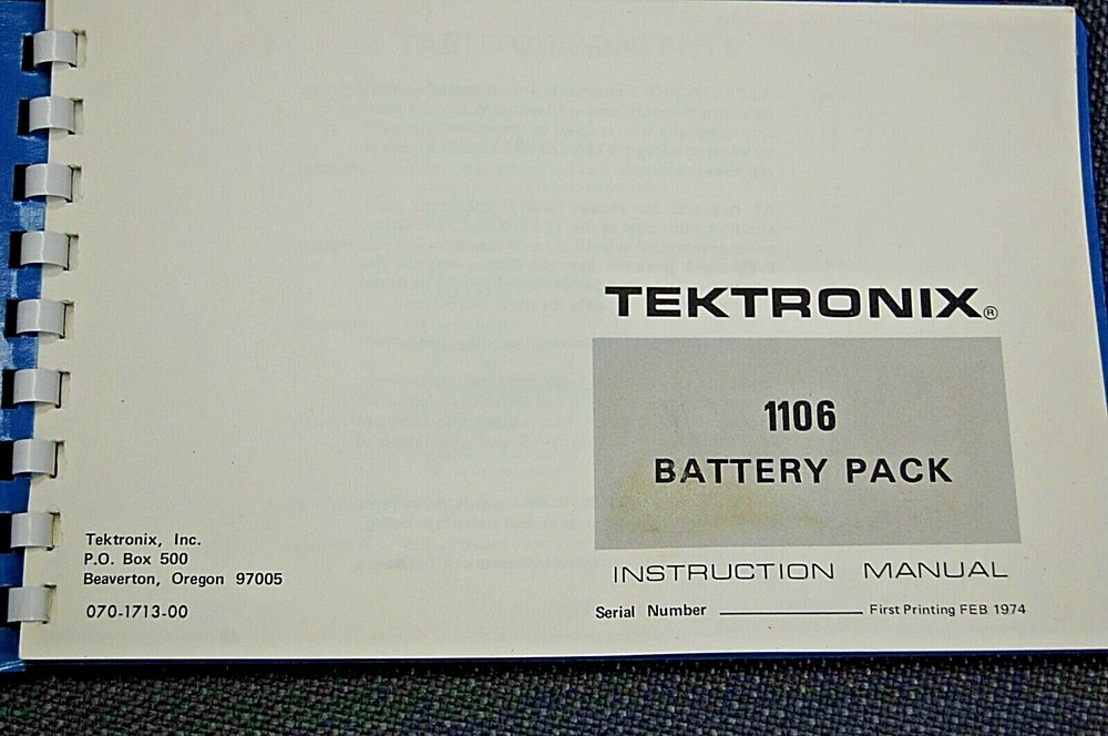 Tektronix 1106 Battery Pack Instruction Manual