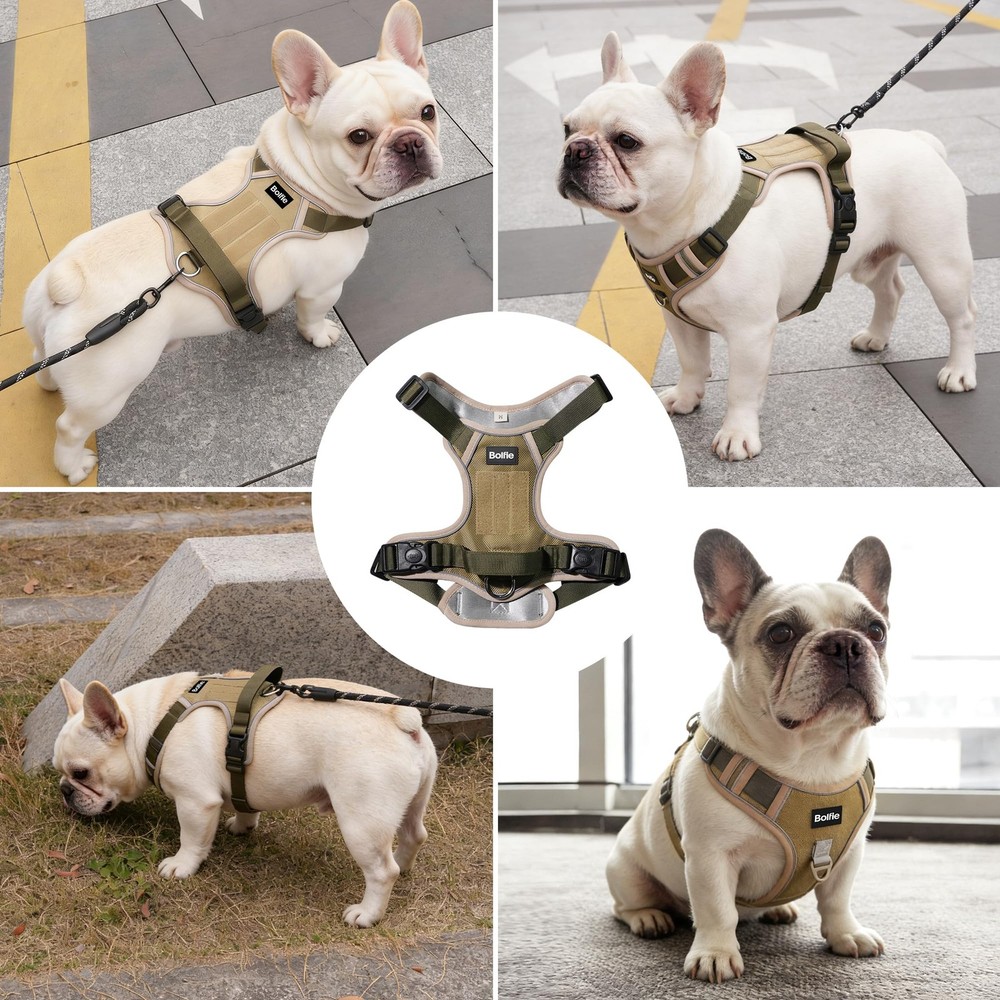 Small Dog Harness, Heavy Duty Tactical No-Pull Reflective Harness & Collar Se...