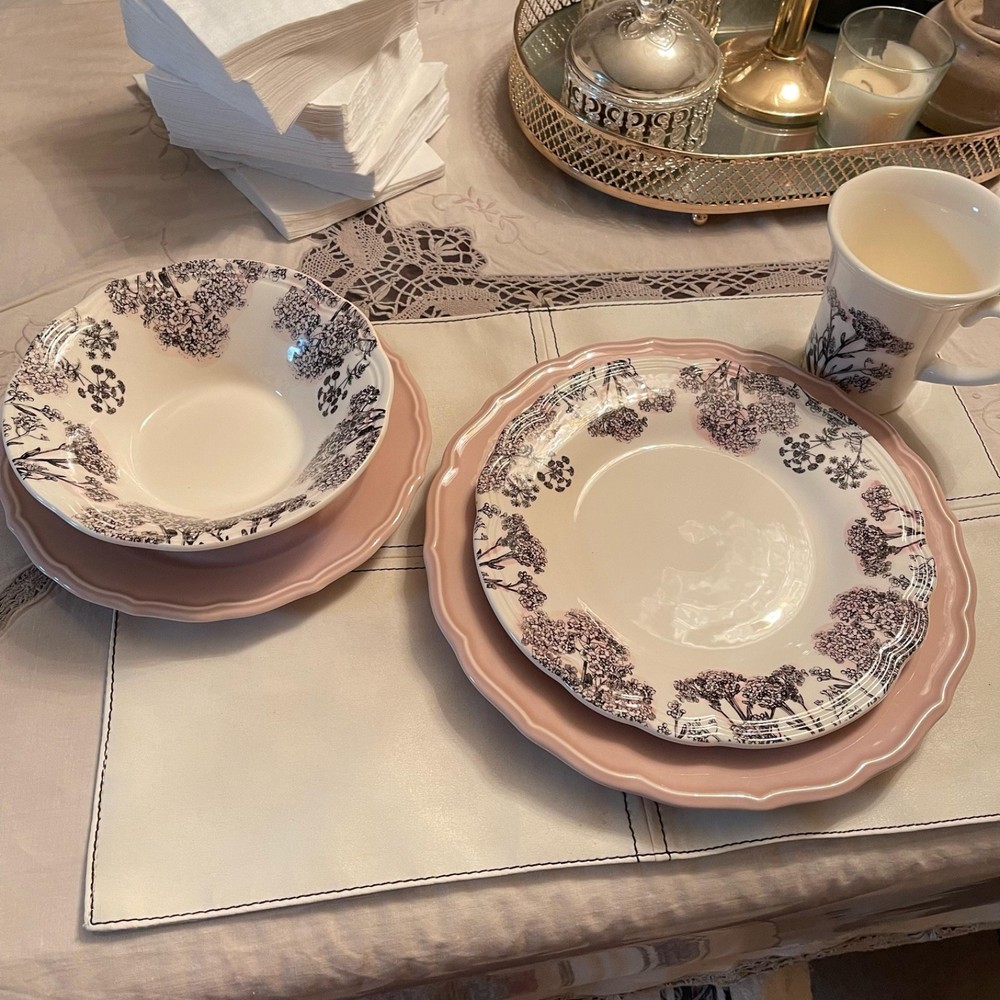 Savannah Collection 20 Piece Scalloped Edge full Dinnerware set special edition