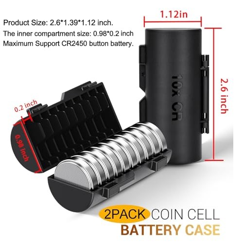 (2 Pack) CR2032 Coin Cell Battery Case Organizer (2 Pack) Coin Battery Case