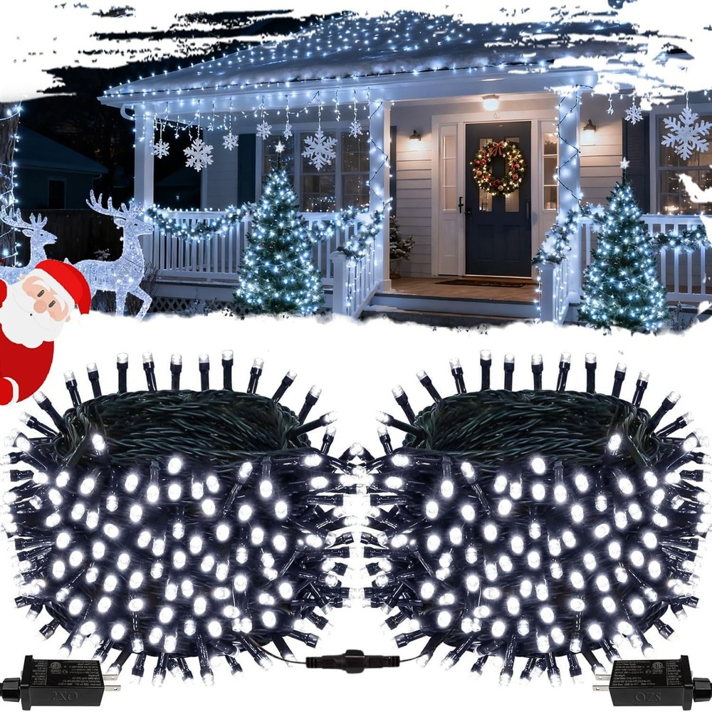 2Pack Christmas Lights 164FT 400LED Christmas String Lights with 8 Modes & Timer