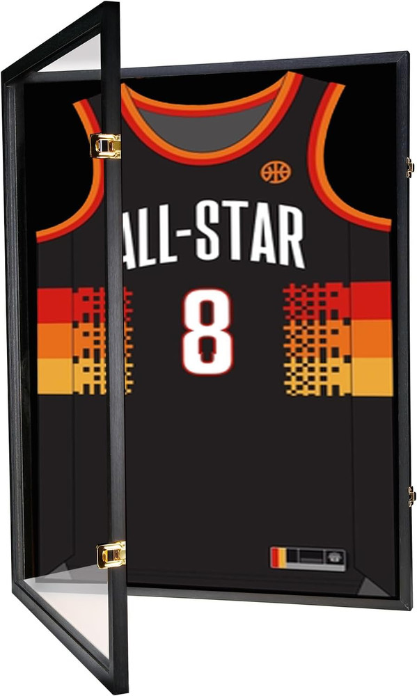 Jersey Display Case Shadow Box Frame with Hanger Black
