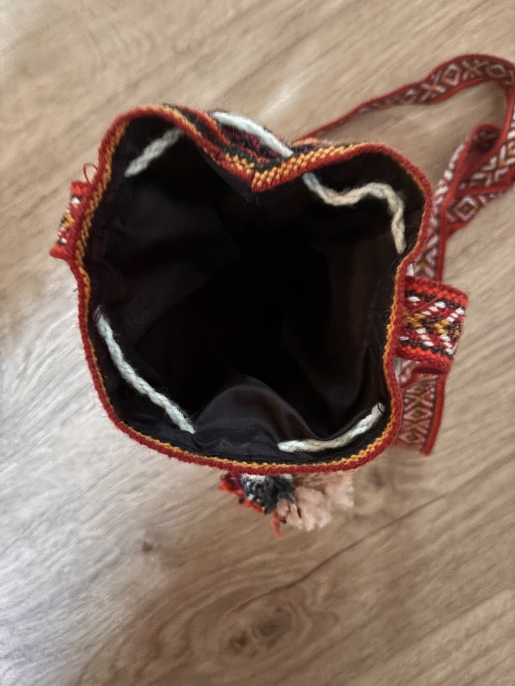 Colorful Peruvian Wool Boho Shoulder Bag Handwoven with Tassles