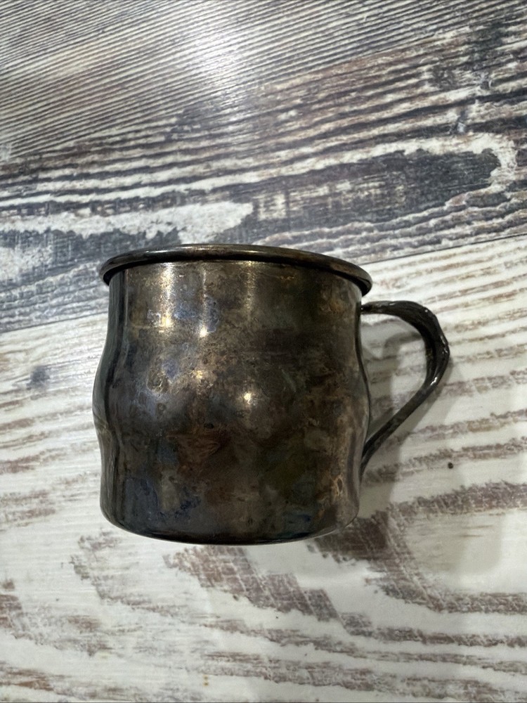 Antique Silverplate Cup with Ornate Handle and Engraving