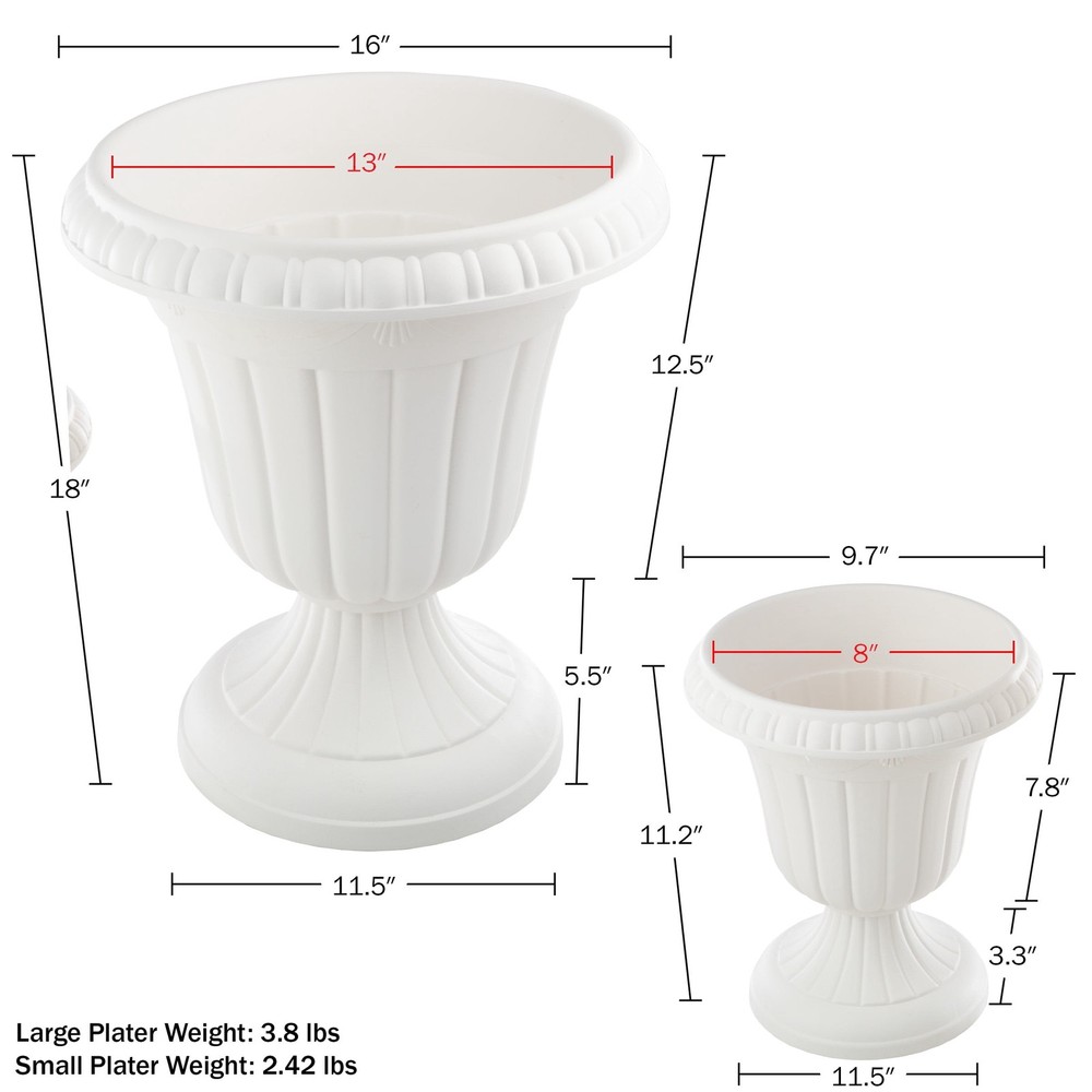 Large & Small Outdoor Urn Planter 2-Pack Brown