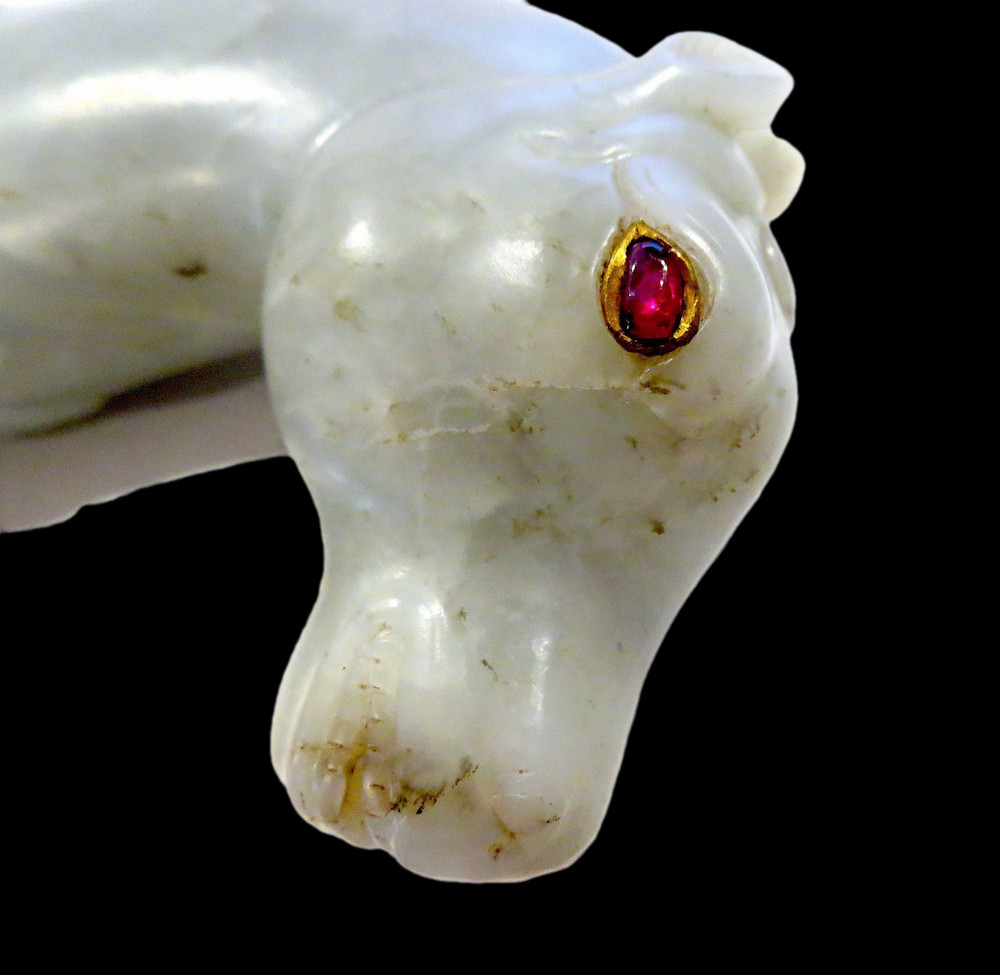 Mughal Jade Horse Head Handle And Dagger Ruby Eyes