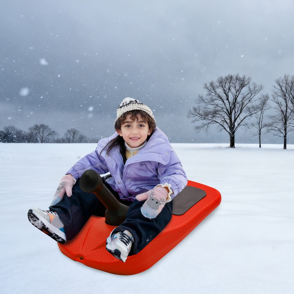 Sledding Snowboard Sled Snow Board Tool w/ Handle & Pull Rope for Kid Winter Fun