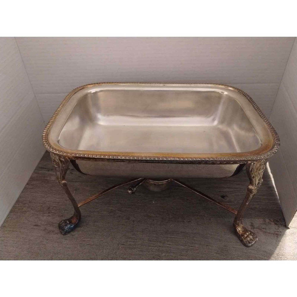Poole OLD ENGLISH EPC #5020 Rectangular Chafing Dish Lid Burner & Stand 5 pc set