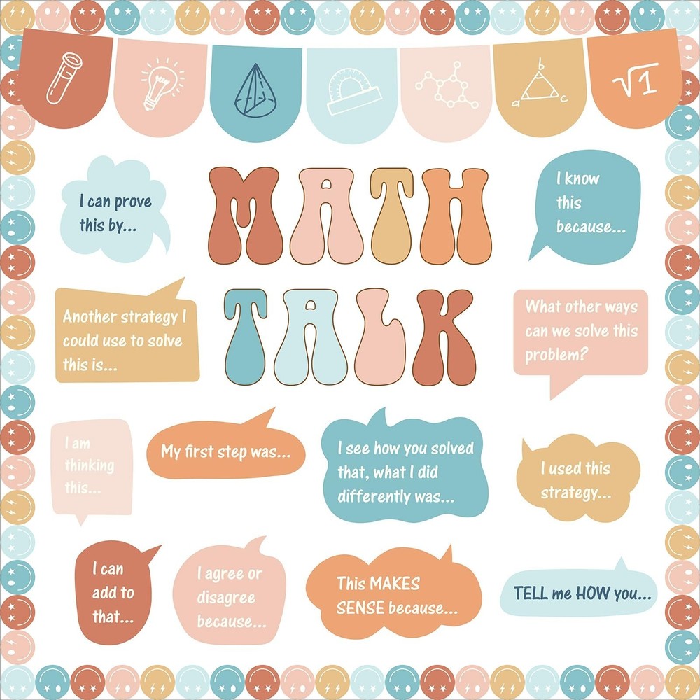 43 PCS Groovy Math Talk Bulletin Board Set for Math Classroom Decorations Edu...