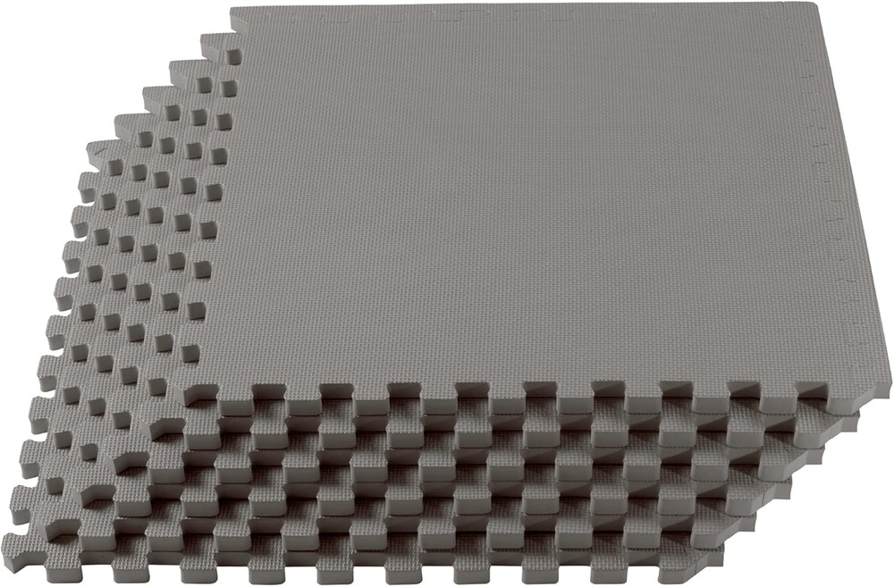 1" Thick Multipurpose Exercise Floor Mat with EVA Foam, Interlocking Tiles, Anti