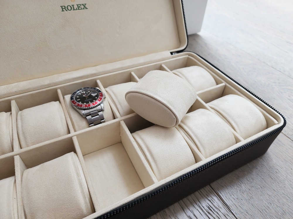 ROLEX BOX CASE HOLDER ORGANIZER STORAGE BROWN LEATHER