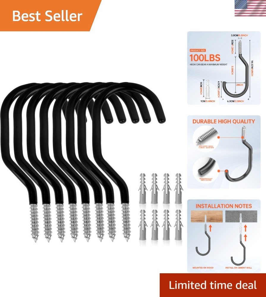 Versatile 8-Pack Bike Storage Hooks - Maximum 100 LBS Load & Scratch-Free Design