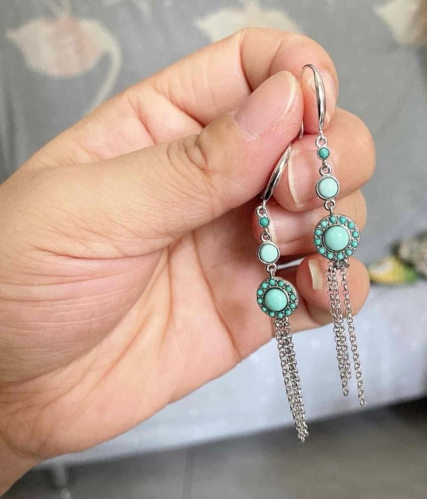 Genuine Sliver turquoise dangling earrings