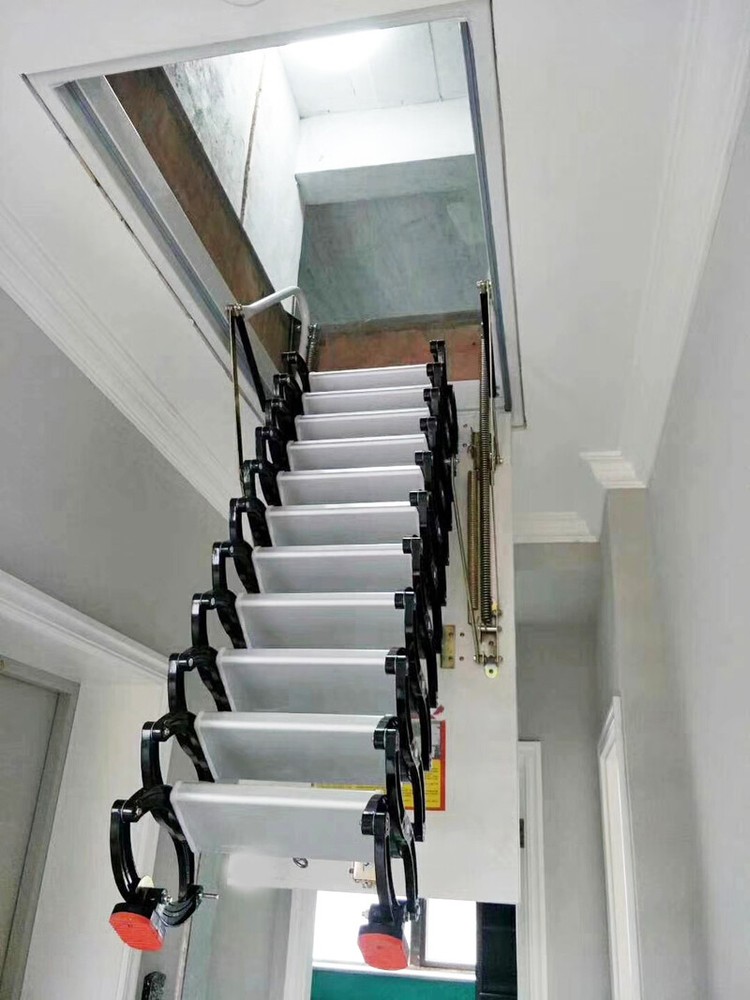 Attic Steps Pull Down 12 Steps Attic Stairs Alloy Attic Access Ladder, 9.8 feet
