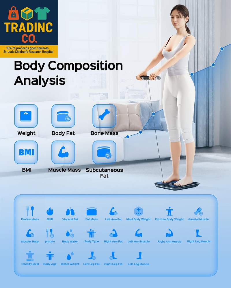 Smart Pod Scale for Full Body Composition, 8-Sensor Smart Analyzer Measures Fat,