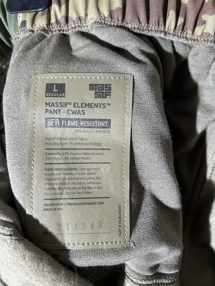 Massif Elements FR Softshell Jacket & Pant MULTICAM Air Force CWAS LARGE REGULAR