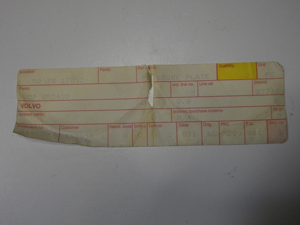 Volvo Penta 855433 pressure plate OEM