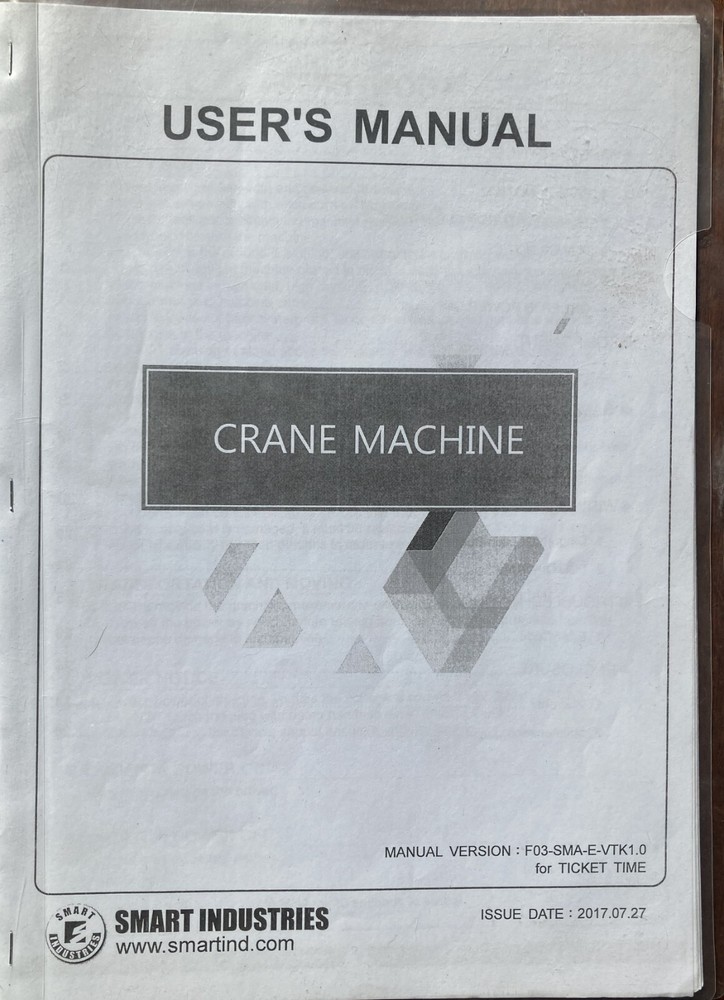 Crane Machine Claw Game Manual by Smart