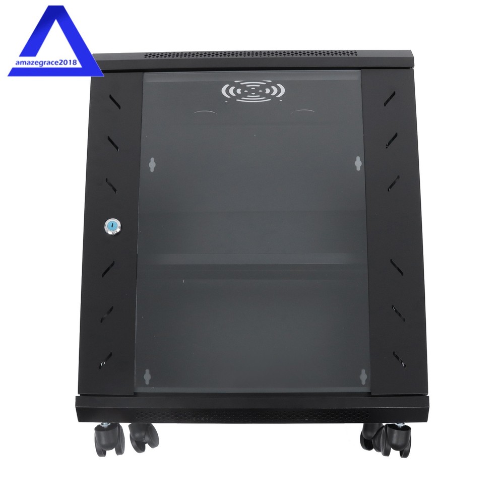 12U Wall Mount Server Cabinet Network Rack Vented Enclosure Lock Door 15.5''Deep