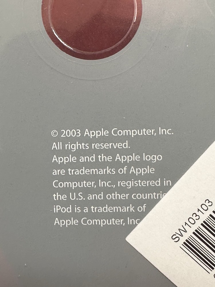 2003 APPLE iPod iTunes Installation Software CD Disc Software AND Manuals