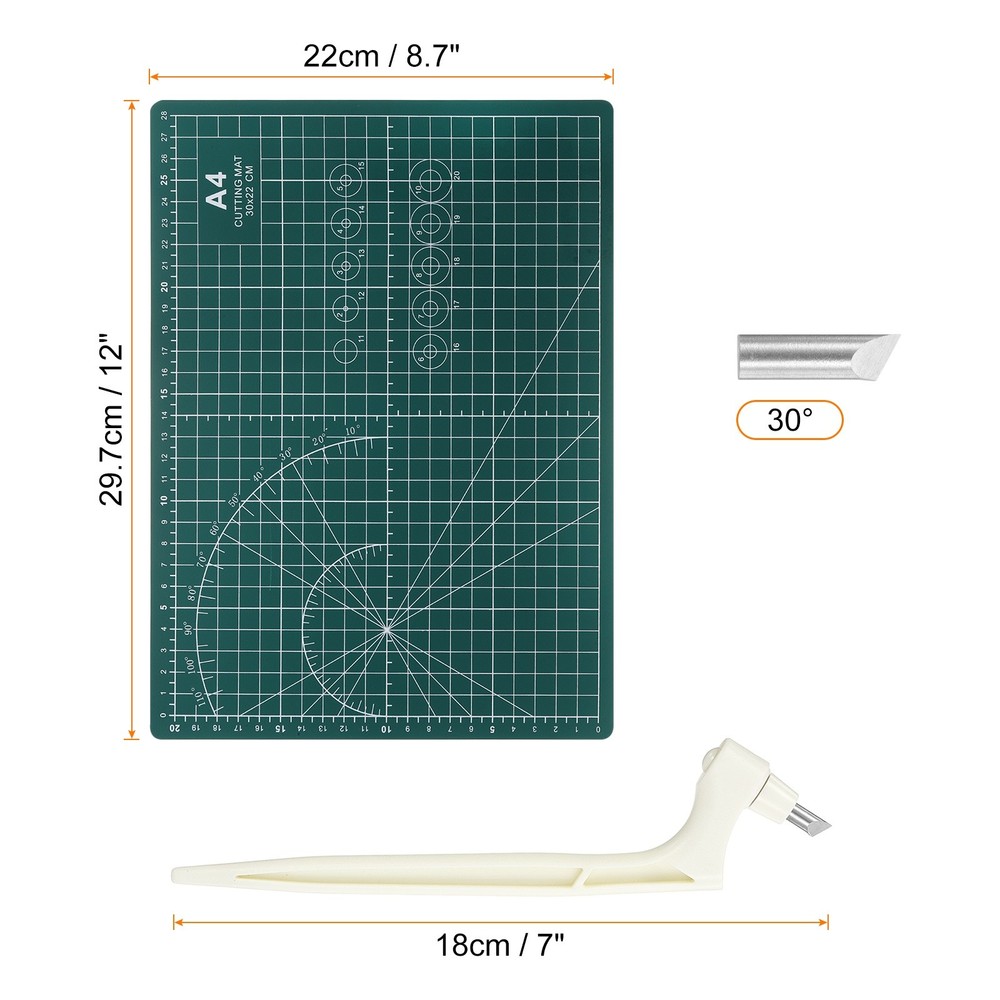 Craft Cutting Tools 30 Degree Blades 360° Rotating Blade with Mat, White
