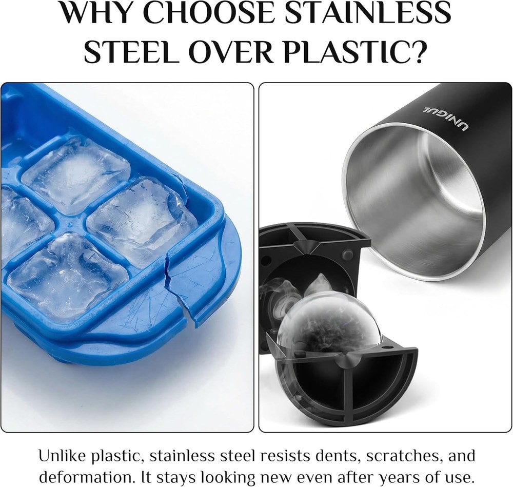 Clear Ice Cube Maker Non-BPA Premium Silicone Mold 2.5" Easy-Release Sphere