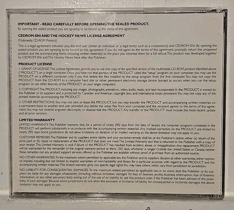 Complete NHL Hockey Reference CD ROM 1997 Edition PC