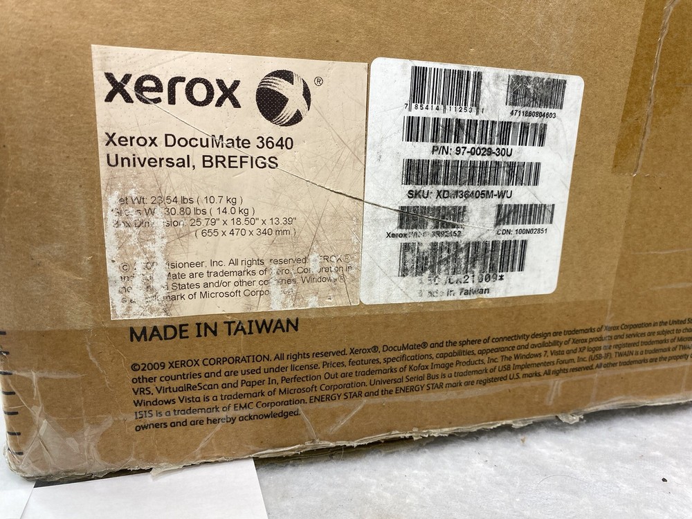 Xerox DocuMate 3640 Flatbed Scanner Duplex Color Document Scanner Open Box Nice