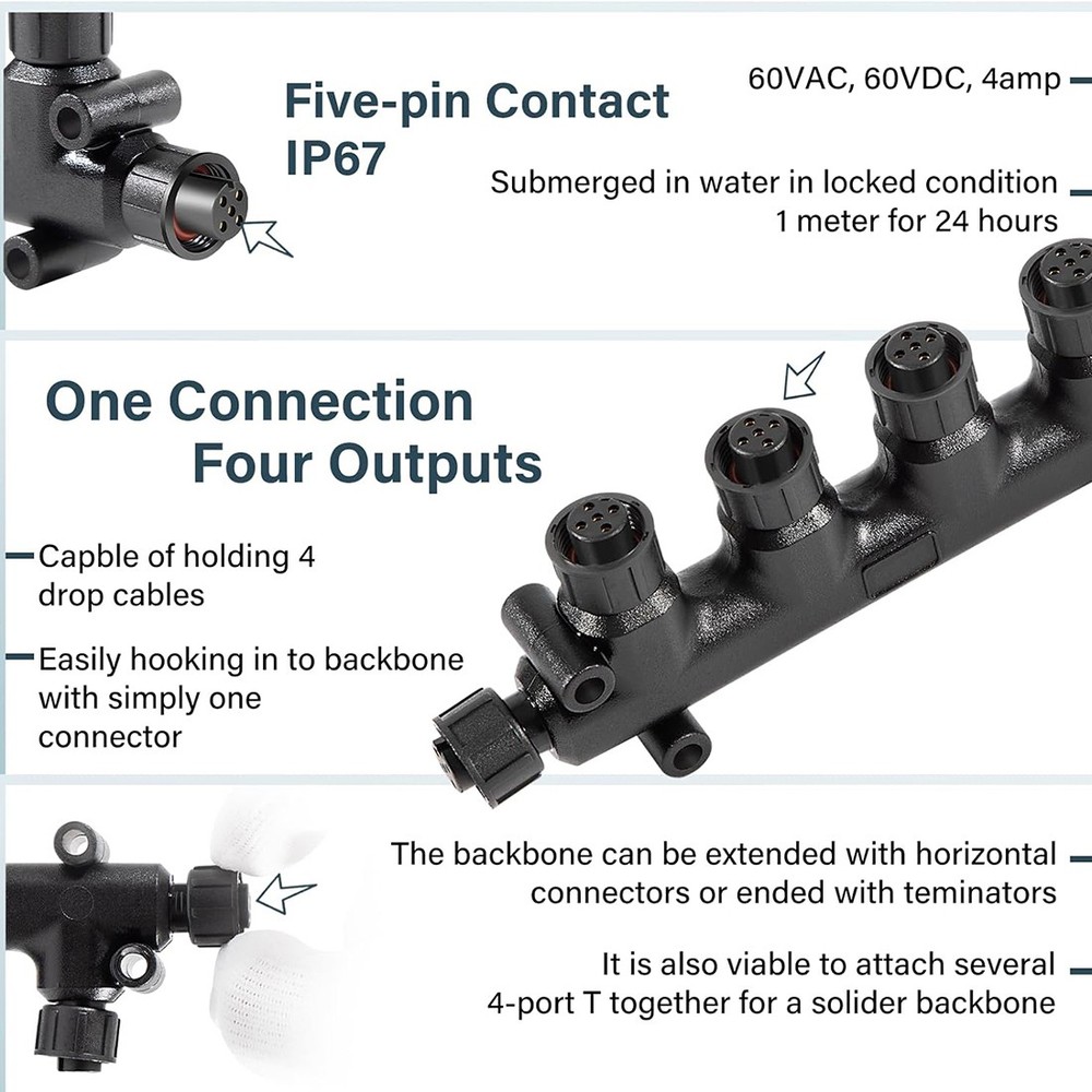 Replacement for Garmin NMEA 2000 Multi-Port T-Connector