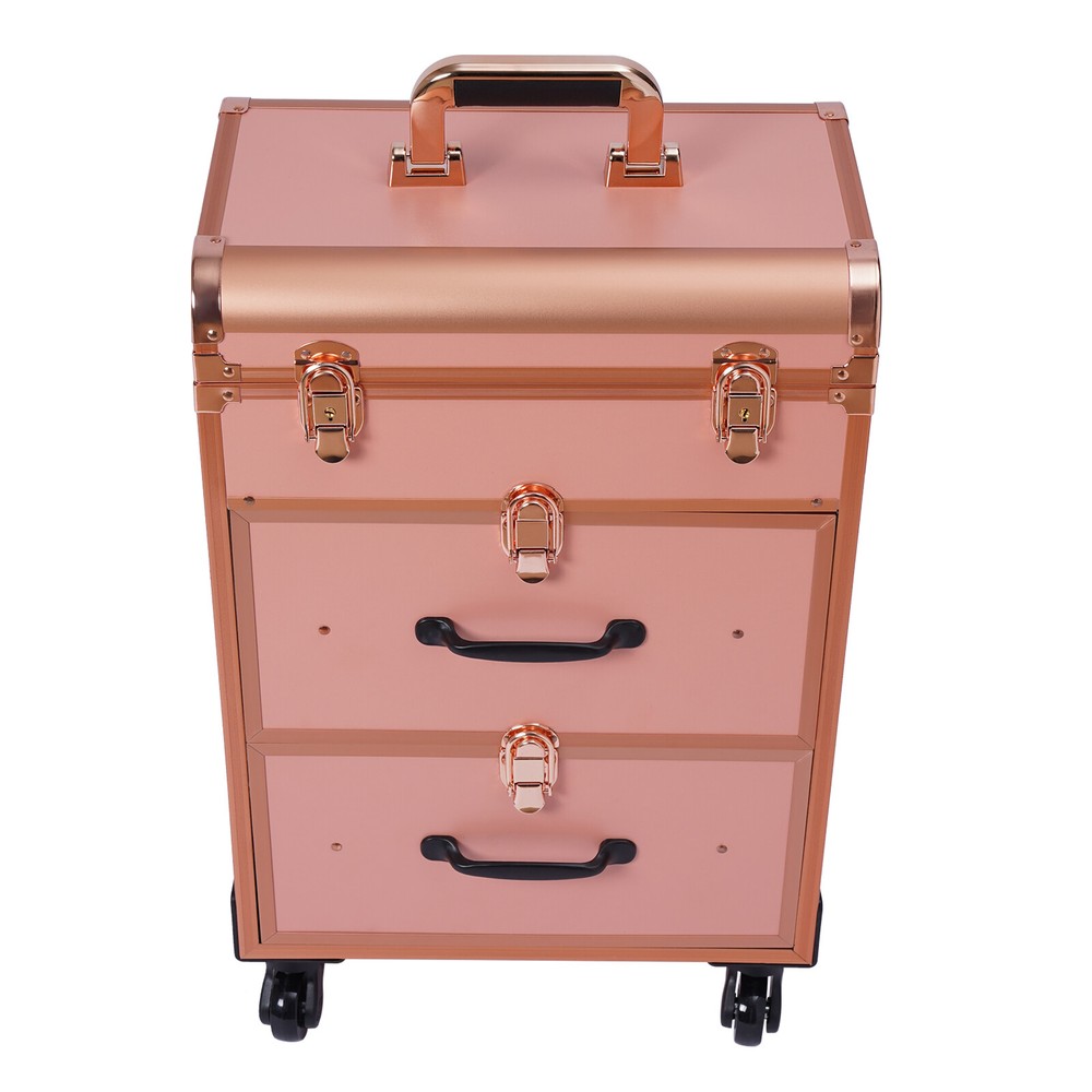 Aluminum Cosmetic Trolley Makeup Storage Organizer Rolling Makeup Storage Case