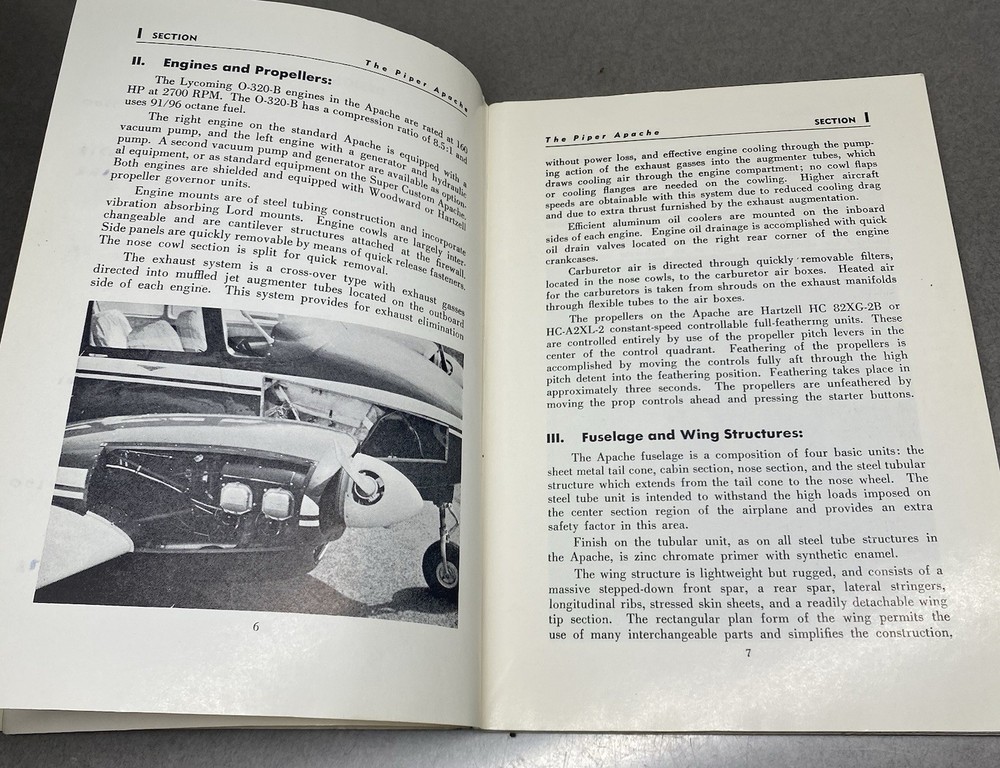 Vintage Apache Piper Airplane Owners Manual