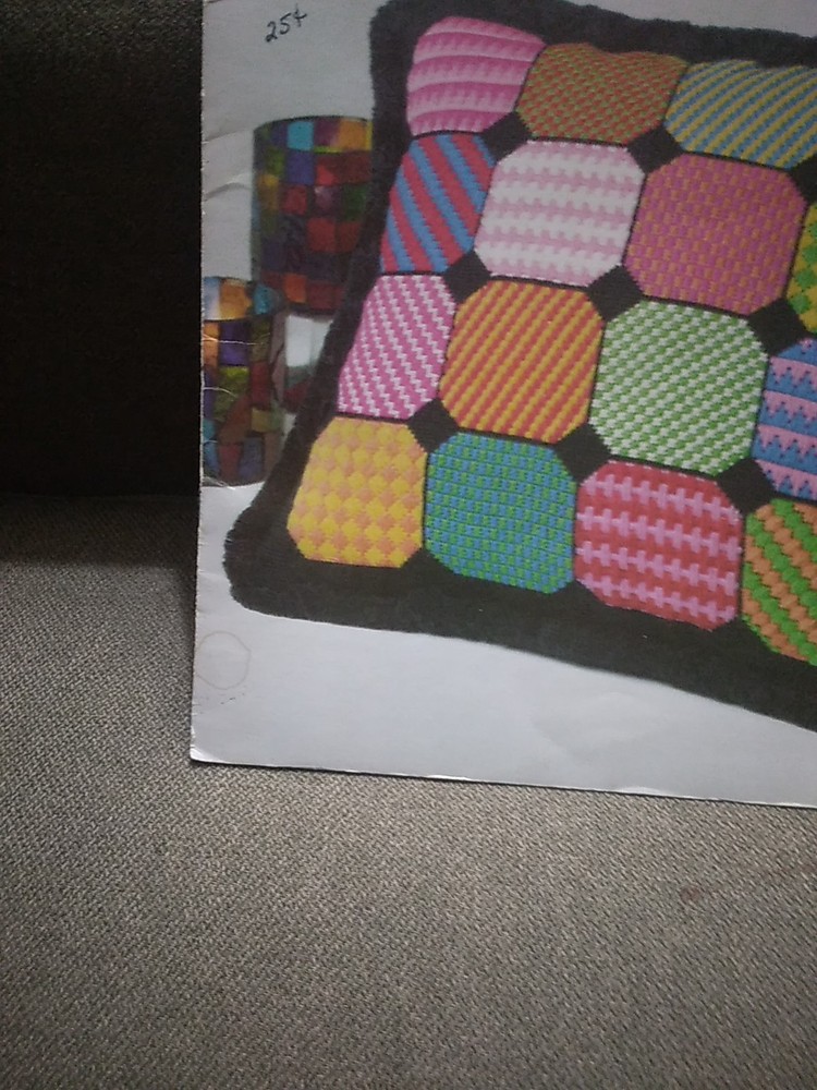 Vintage NEEDLEPOINT BASICS Pattern Booklet Stained Glass Pillow Pattern 1973